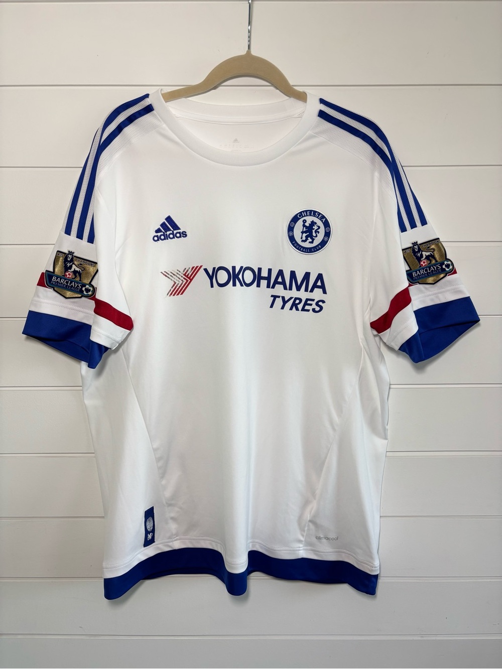 Adidas Chelsea FC Eden Hazard#10 2015/16 Away Jersey With Gold EPL Patches XL